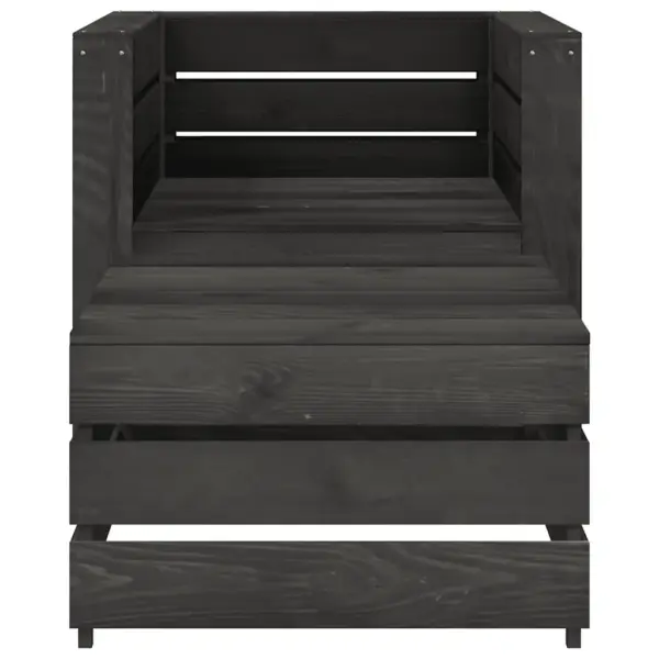 2-osaline kaubaalustest aiamööblikomplekt, hall immutatud männipuit, tugitool ja laud – 3