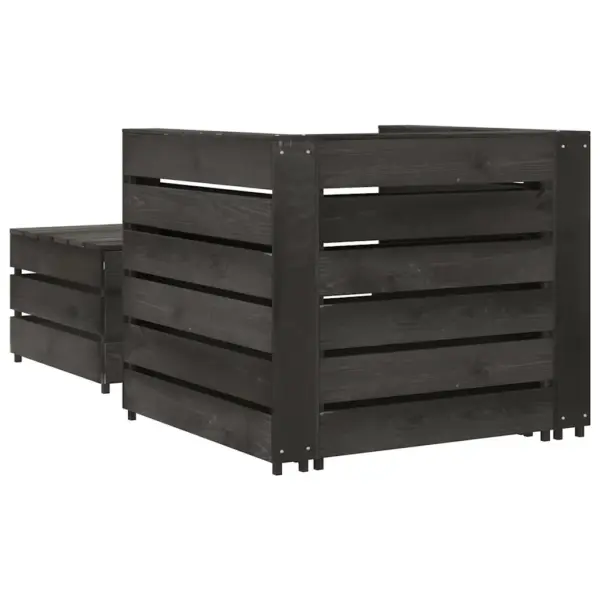 2-osaline kaubaalustest aiamööblikomplekt, hall immutatud männipuit, tugitool ja laud – 5