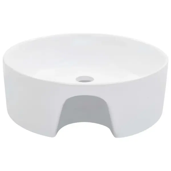 Ümmargune keraamiline valamu ülevooluavaga, kapi peale, valge, 36 x 13 cm – 3