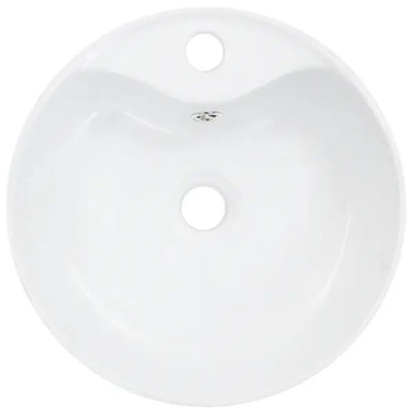 Ümmargune keraamiline valamu ülevooluavaga, kapi peale, valge, 36 x 13 cm – 4