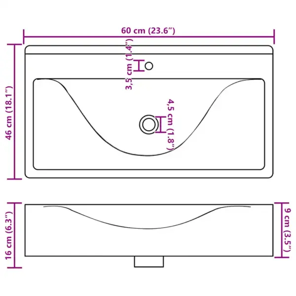Kandiline keraamiline valamu kraaniauguga, valge, 60 x 46 cm – 9