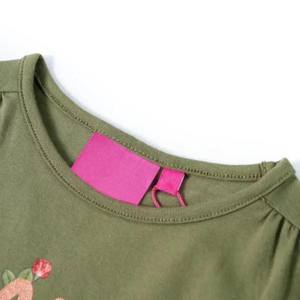 Pikkade varrukatega lastesärk LOVE trükiga, khaki, 95% puuvill, suurus 116 - 3