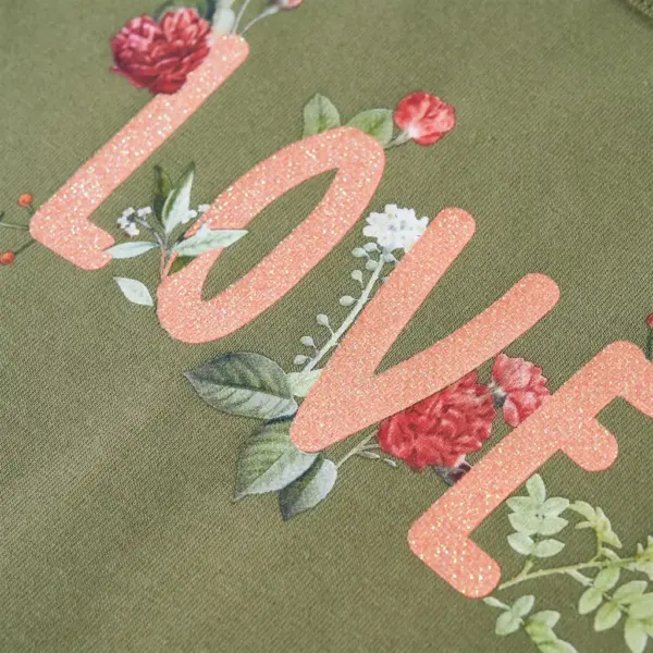 Pikkade varrukatega lastesärk LOVE trükiga, khaki, 95% puuvill, suurus 116 - 4