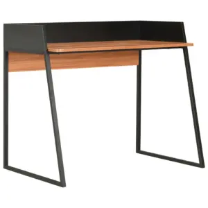 Kirjutuslaud kõrgendatud tagaplaadiga, U-kujuliste terasjalgadega, must ja pruun, 90 x 60 x 88 cm