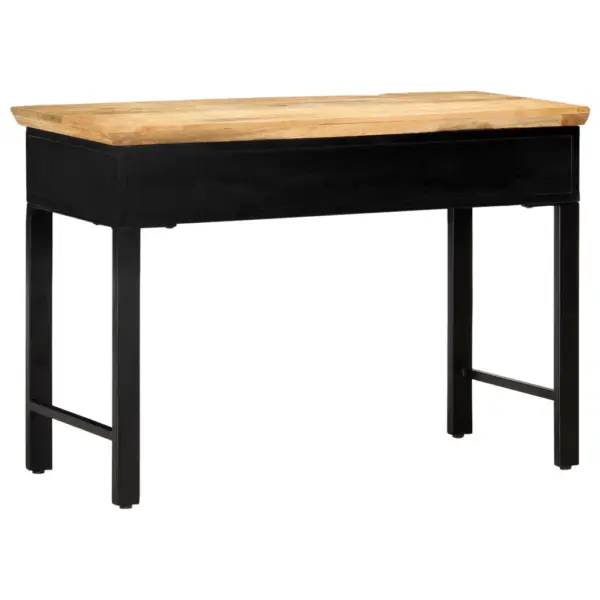 Kirjutuslaud mangopuidust ja tehispuidust, 2 sahtliga, 110 x 50 x 76 cm, naturaalne ja must - 3