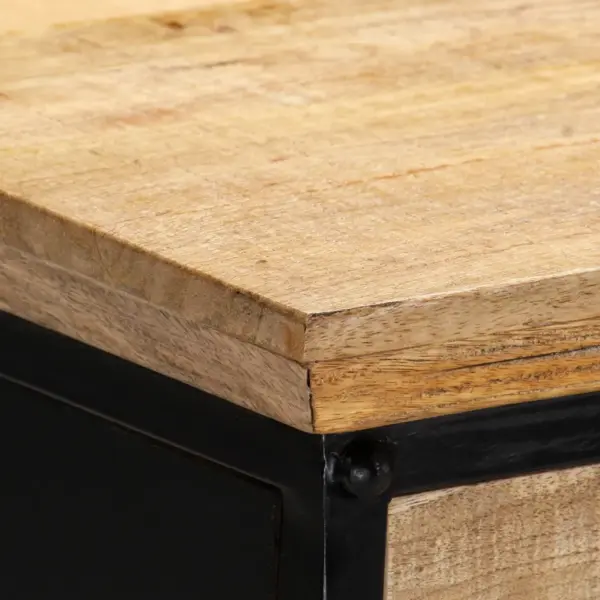 Kirjutuslaud mangopuidust ja tehispuidust, 2 sahtliga, 110 x 50 x 76 cm, naturaalne ja must - 6