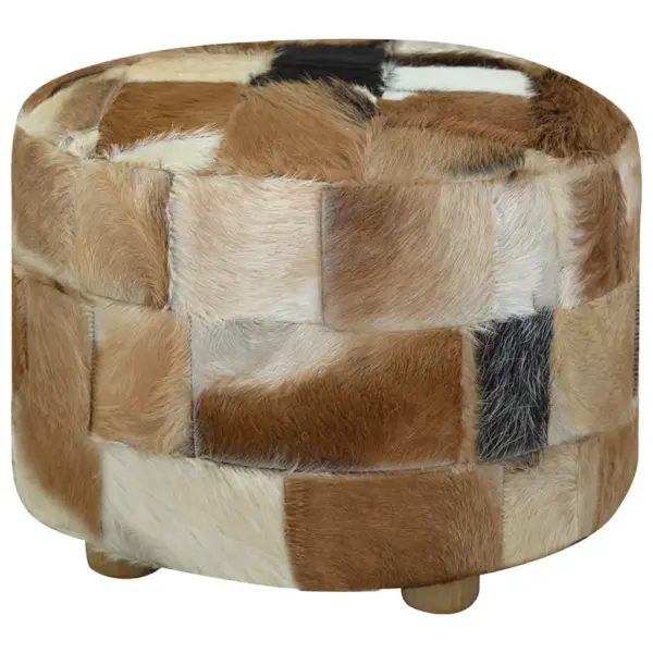 Ümmargune käsitsi valmistatud kitsenahast tumba, mitmevärviline, 50 x 50 x 45 cm – 2