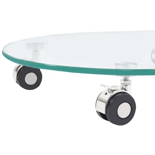 Karastatud klaasist ratastega kohvilaud, läbipaistev, 45 x 40 x 58 cm – 4