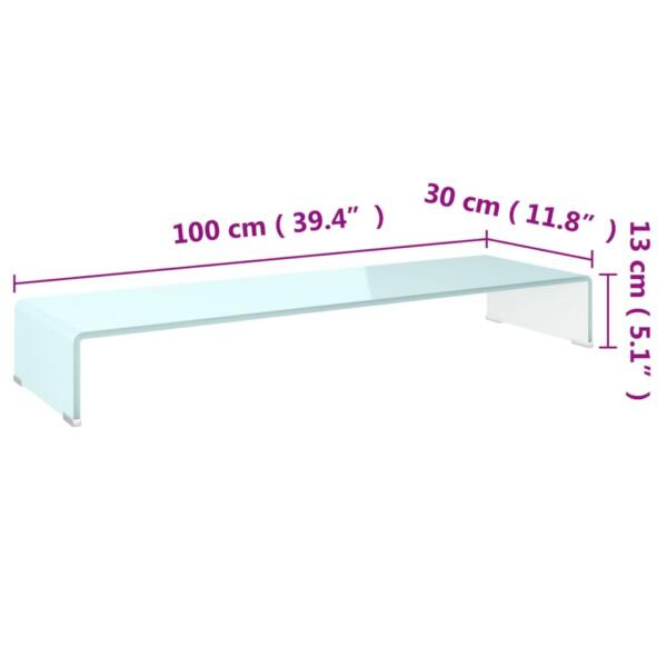 Klaasist teleri- ja monitorialus, roheline, 100 x 30 x 13 cm – 6
