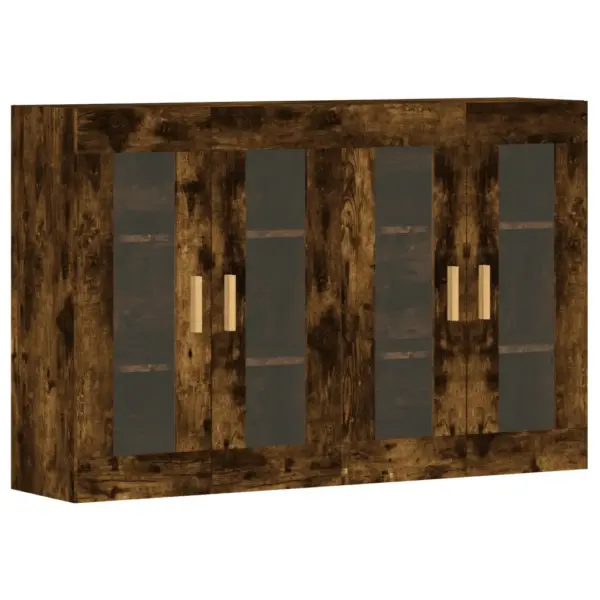 Klaasustega seinakapid 2 tk, suitsutatud tamm, tehispuit ja eukalüptipuit, 69,5 x 34 x 90 cm – 2