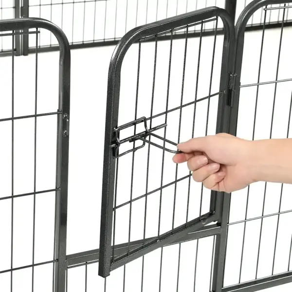 Koera mänguaedik 12 paneeliga, pulbervärvitud teras, must, paneel 80 x 60 cm – 7