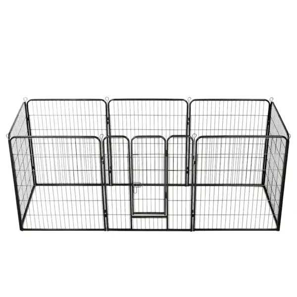 Koera mänguaedik 8 paneeliga, must pulbervärvitud teras, 80 x 100 cm – 2
