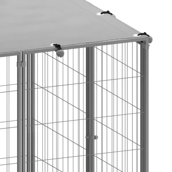 Koera väliaedik veekindla katusega, hõbedane, terasest, 550 x 110 x 110 cm – 7