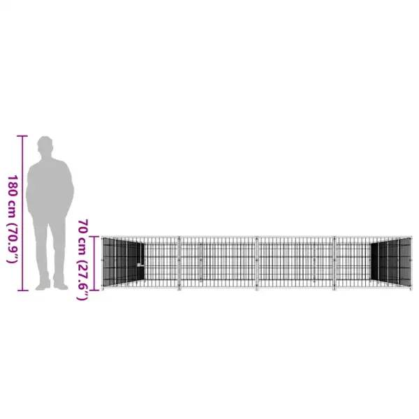 Koeraaedik õue, 16 m², hõbedane terasvõrk, 400 x 400 x 70 cm – 8