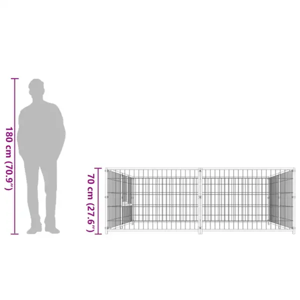 Koeraaedik õue, hõbedane teras, 4 m², 200 x 200 x 70 cm – 8