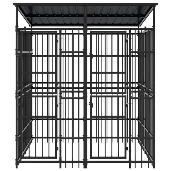 Koeraaedik katusega, must pulbervärvitud teras, 199 x 200 x 228 cm – 5