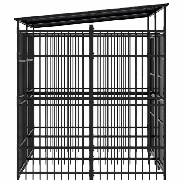 Koeraaedik katusega, must pulbervärvitud teras, 199 x 200 x 228 cm – 6