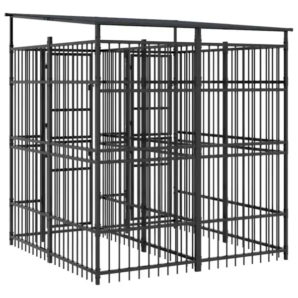 Koeraaedik katusega, must pulbervärvitud teras, 199 x 200 x 228 cm – 7