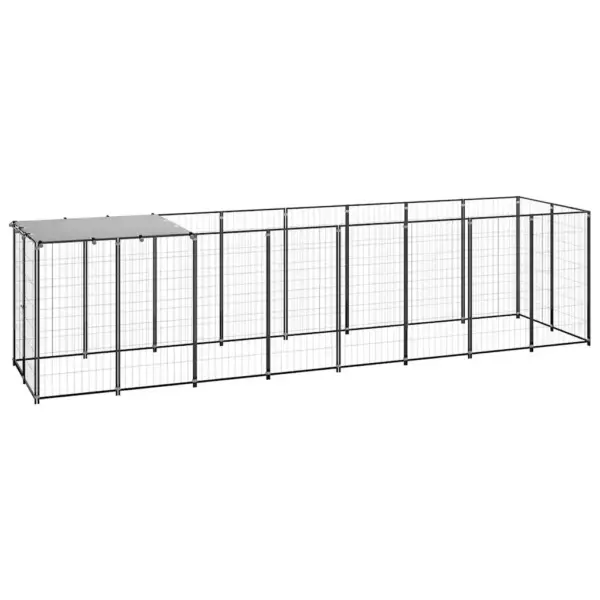 Koeraaedik veekindla katusega, must ja hõbehall, pulbervärvitud teras, 440 x 110 x 110 cm – 2