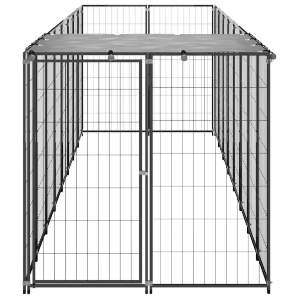 Koeraaedik veekindla katusega, must ja hõbehall, pulbervärvitud teras, 440 x 110 x 110 cm – 5