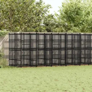 Suur koeraaedik aeda, must pulbervärvitud teras, 864 x 192 x 200 cm