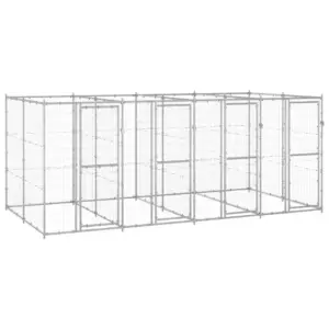 Koeraaedik võrgust seintega, tsingitud teras, hõbedane, 440 x 220 x 180 cm