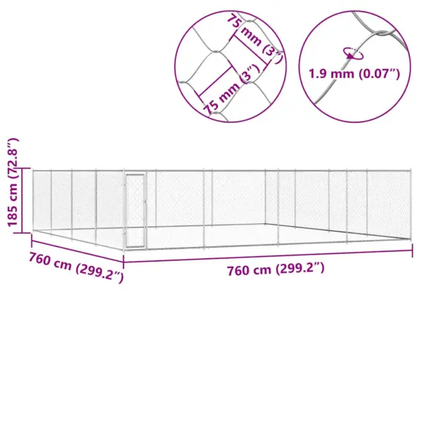 Koeraaedik lukuga väravaga, tsingitud teras, 760 x 760 x 185 cm – 5