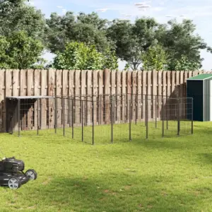 Koeraaedik veekindla katusega, must ja hõbehall, 12,1 m², pulbervärvitud teras