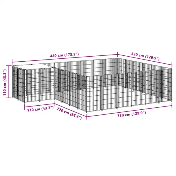 Koeraaedik veekindla katusega, must ja hõbehall, 12,1 m², pulbervärvitud teras – 7