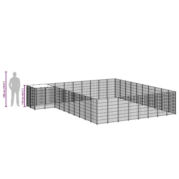Terasest õue koeraaedik veekindla katusega, hõbedane ja hall, 25,41 m² – 8