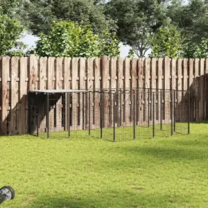 Koeraaedik veekindla katuse ja turvasulguriga uksega, must, 6,05 m², teras