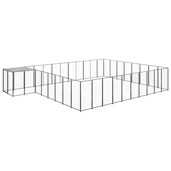 Suur koeraaedik veekindla katusega, must, 25,41 m², pulbervärvitud teras, 660 x 440 x 110 cm – 2