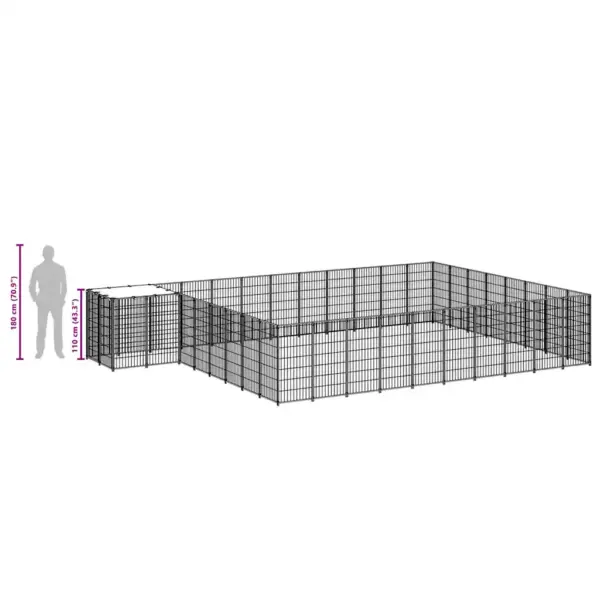 Suur koeraaedik veekindla katusega, must, 25,41 m², pulbervärvitud teras, 660 x 440 x 110 cm – 8