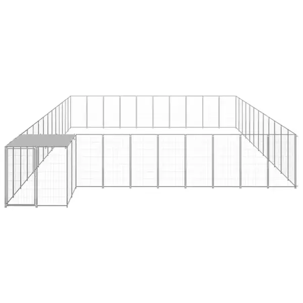 Suur koeraaedik veekindla PE katuse ja lukustatava uksega, hõbedane/hall, pulbervärvitud teras, 37,51 m² – 3