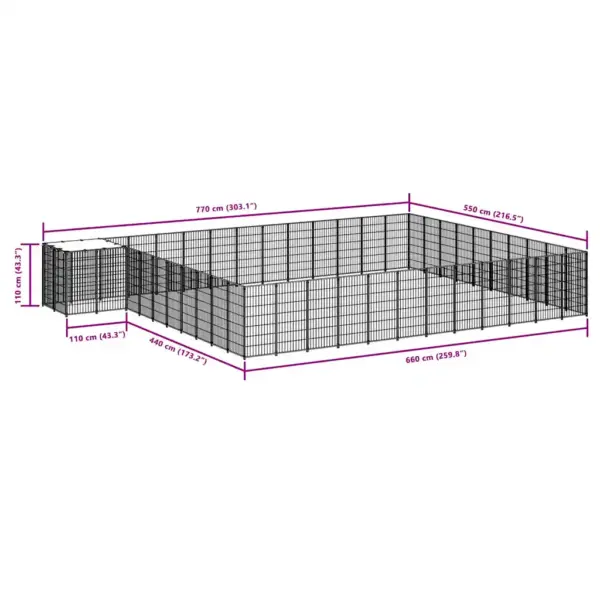Suur koeraaedik veekindla PE katuse ja lukustatava uksega, hõbedane/hall, pulbervärvitud teras, 37,51 m² – 7
