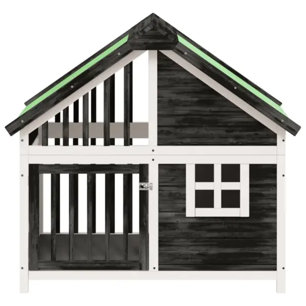 Koerakuut veekindla rohelise katusega, hall-valge, männipuit, 96 x 60,5 x 87 cm – 4