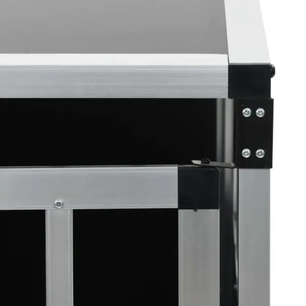 Koerapuur autosse, ühe uksega, hõbedane alumiinium ja MDF, 65 x 91 x 69,5 cm – 9