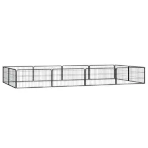 Koerte mänguaed 12 paneeliga, must pulbervärvitud teras, 400 x 200 x 50 cm