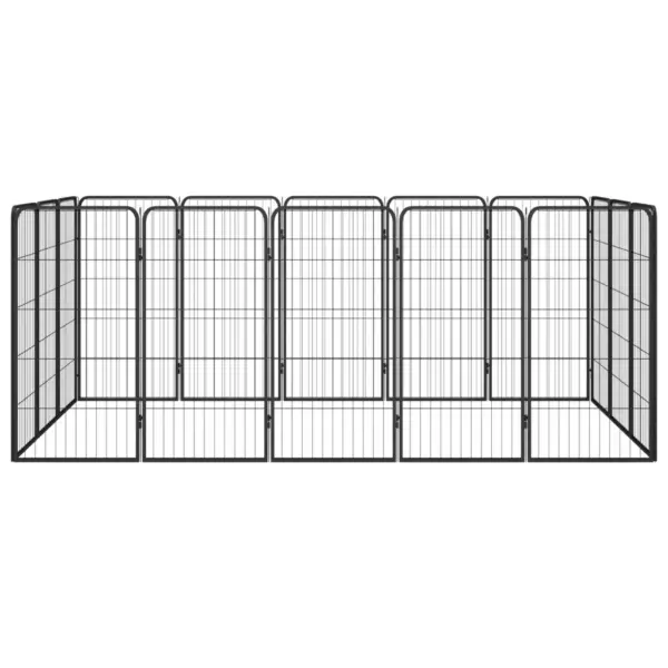 Koerte mänguaed 16 paneeliga, must pulbervärvitud teras, 250 x 150 x 100 cm – 2