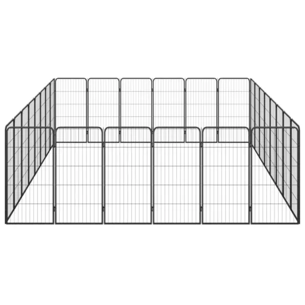 Koerte mänguaed 28 paneeliga, must pulbervärvitud teras, 400 x 300 x 100 cm – 4