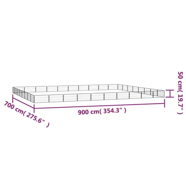 Koerte mänguaedik 32 paneeliga, must pulbervärvitud teras, paneel 100 x 50 cm – 7