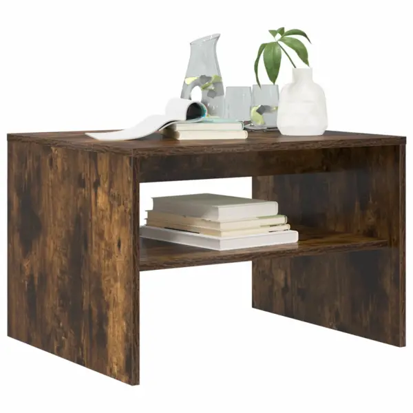 Kahe riiuliga kohvilaud, suitsetatud tamme toon, tehispuit, 60 x 50 x 40 cm – 3