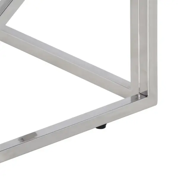 Kohvilaud hõbedase roostevabast terasest raamiga, puitliiprist lauaplaat, 110 x 45 x 45 cm – 6