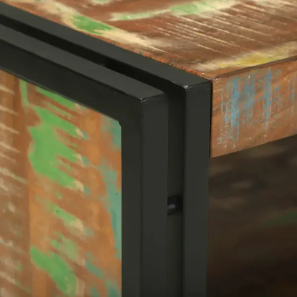 Mitmevärviline kohvilaud metallraamiga, tugevast taaskasutatud puidust, 90 x 50 x 38 cm, 1 riiuliga – 6