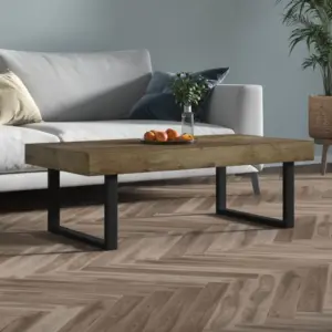 Tumepruun ja must kohvilaud spoonitud MDF-plaadiga ja rauast raamiga, 120 x 60 x 40 cm