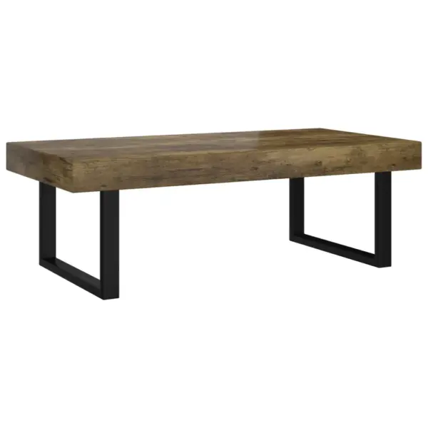 Tumepruun ja must kohvilaud spoonitud MDF-plaadiga ja rauast raamiga, 120 x 60 x 40 cm - 2