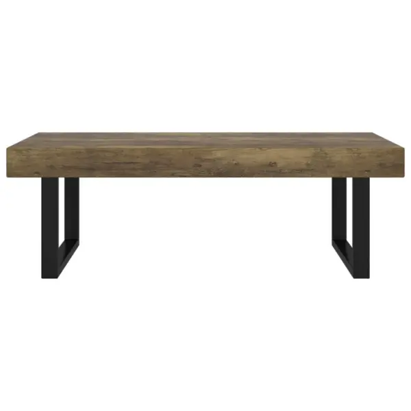 Tumepruun ja must kohvilaud spoonitud MDF-plaadiga ja rauast raamiga, 120 x 60 x 40 cm - 3