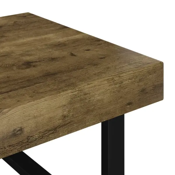Tumepruun ja must kohvilaud spoonitud MDF-plaadiga ja rauast raamiga, 120 x 60 x 40 cm - 5