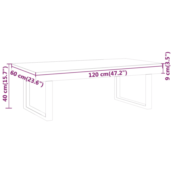 Tumepruun ja must kohvilaud spoonitud MDF-plaadiga ja rauast raamiga, 120 x 60 x 40 cm - 6
