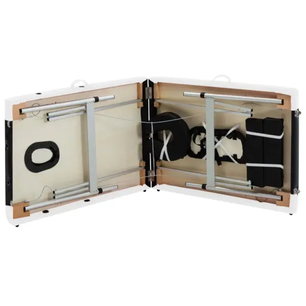 Kokkupandav 2-tsooniga massaažilaud alumiiniumraamiga, must/valge, 191 x 70 cm – 6